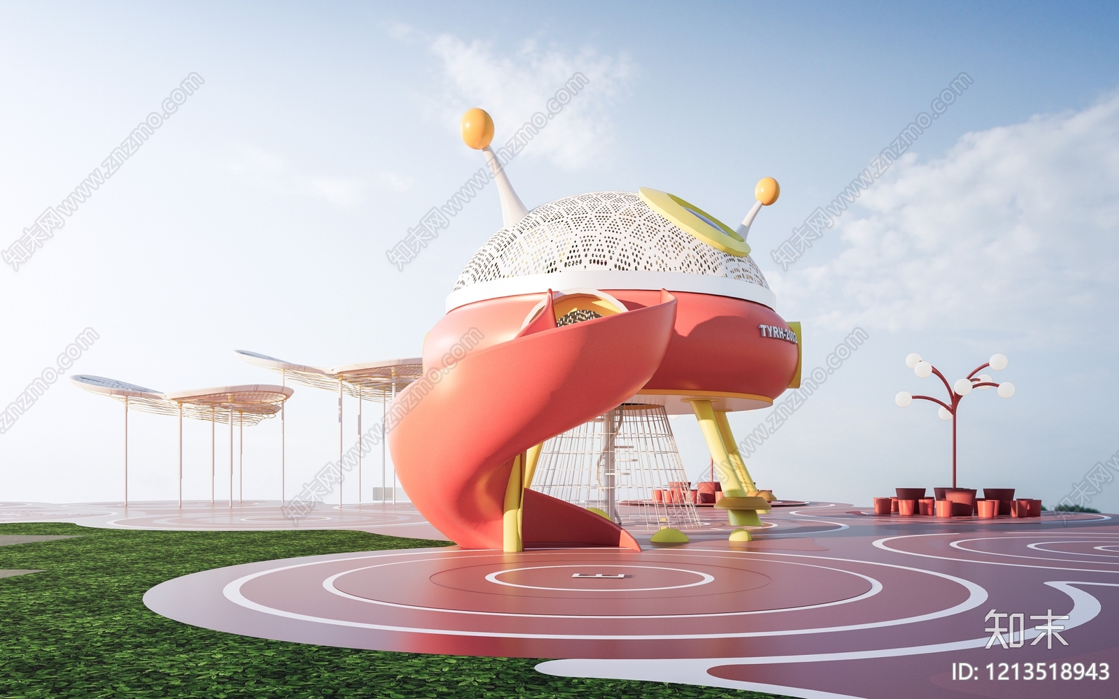 童趣科幻风儿童滑梯SU模型下载【ID:1213518943】