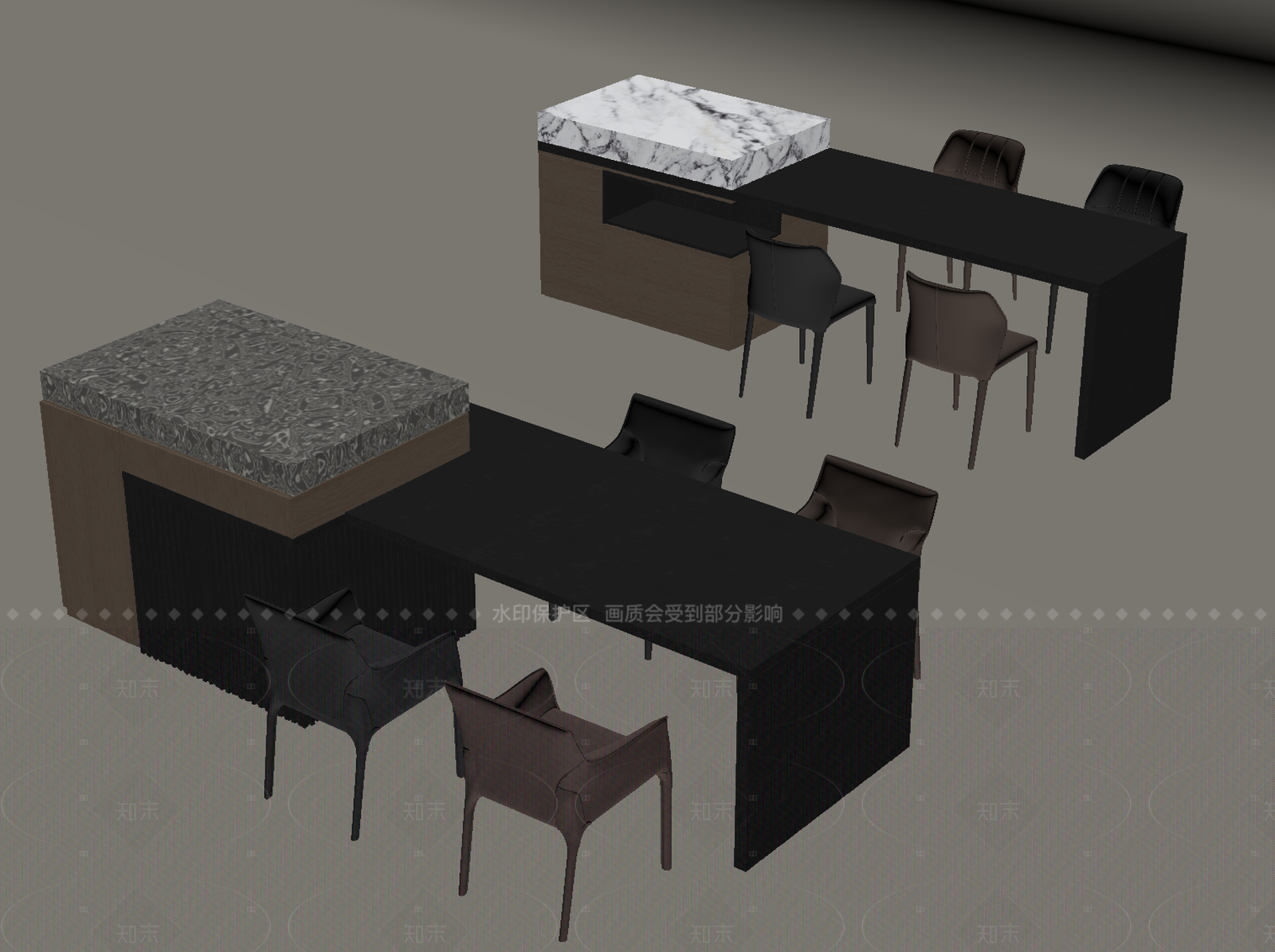 现代简约餐桌椅SU模型下载【ID:1213519080】