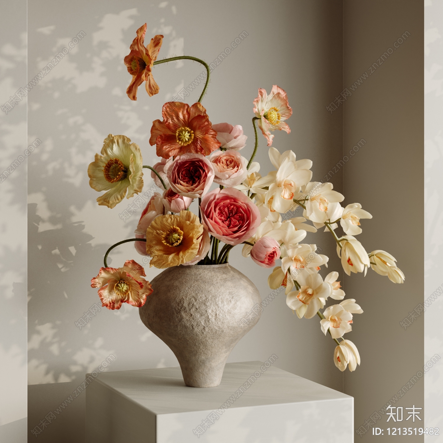 侘寂风花艺SU模型下载【ID:1213519482】