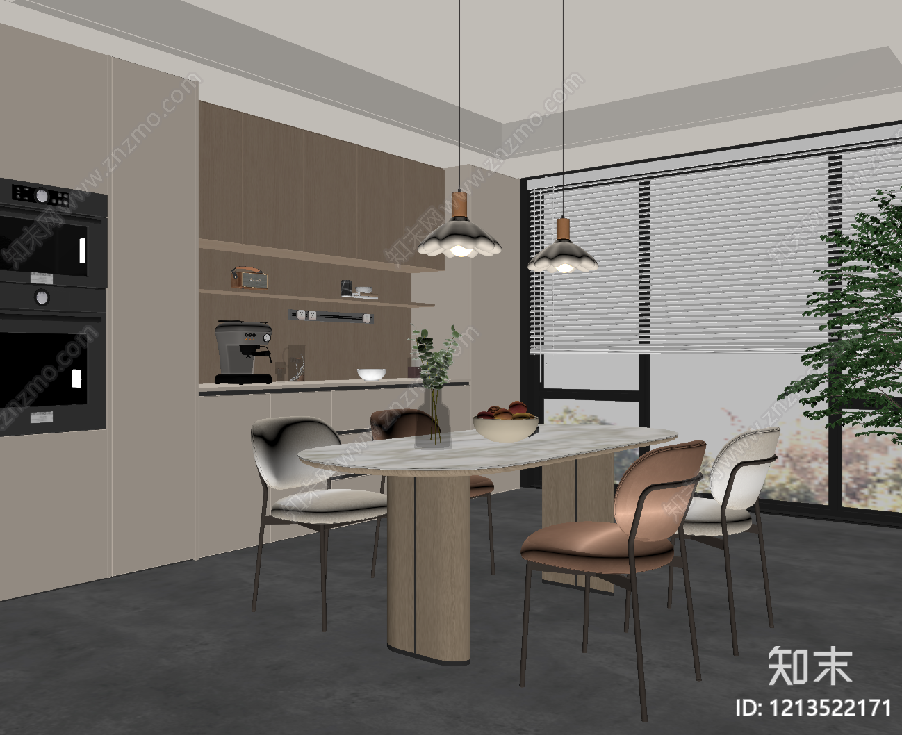现代家居餐厅SU模型下载【ID:1213522171】