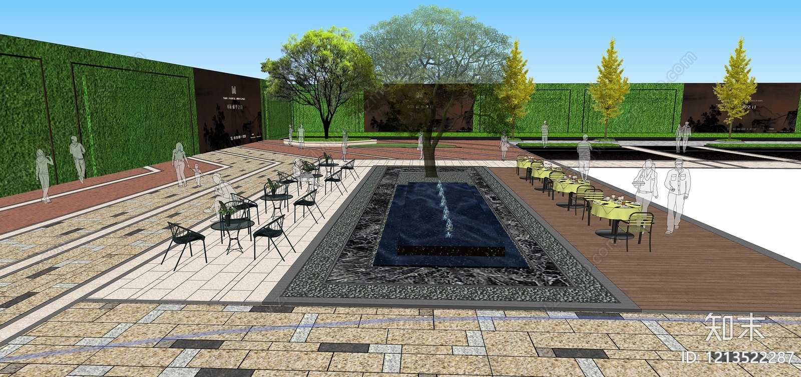 现代简约喷泉SU模型下载【ID:1213522287】