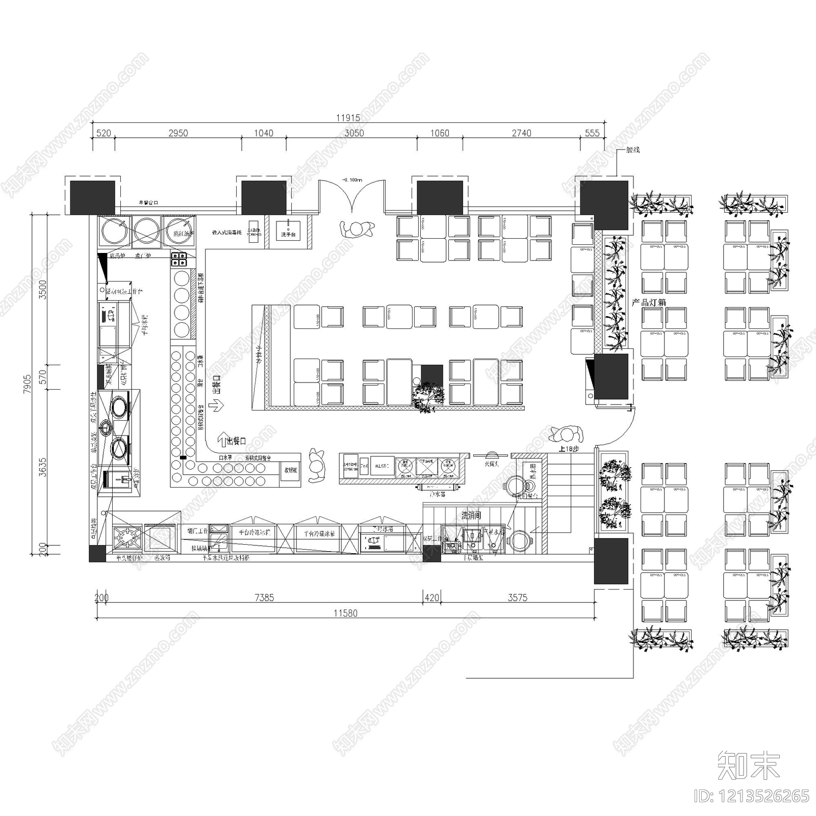 现代快餐店cad施工图下载【ID:1213526265】