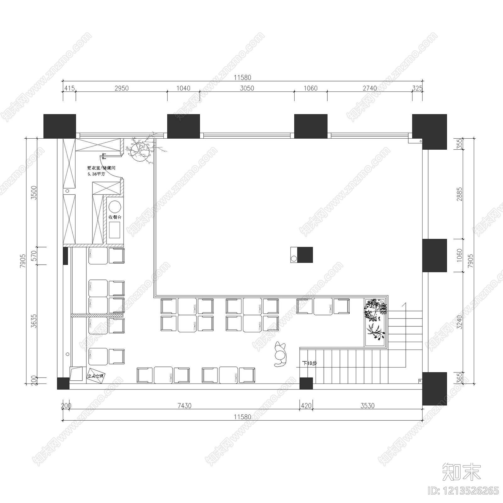现代快餐店cad施工图下载【ID:1213526265】