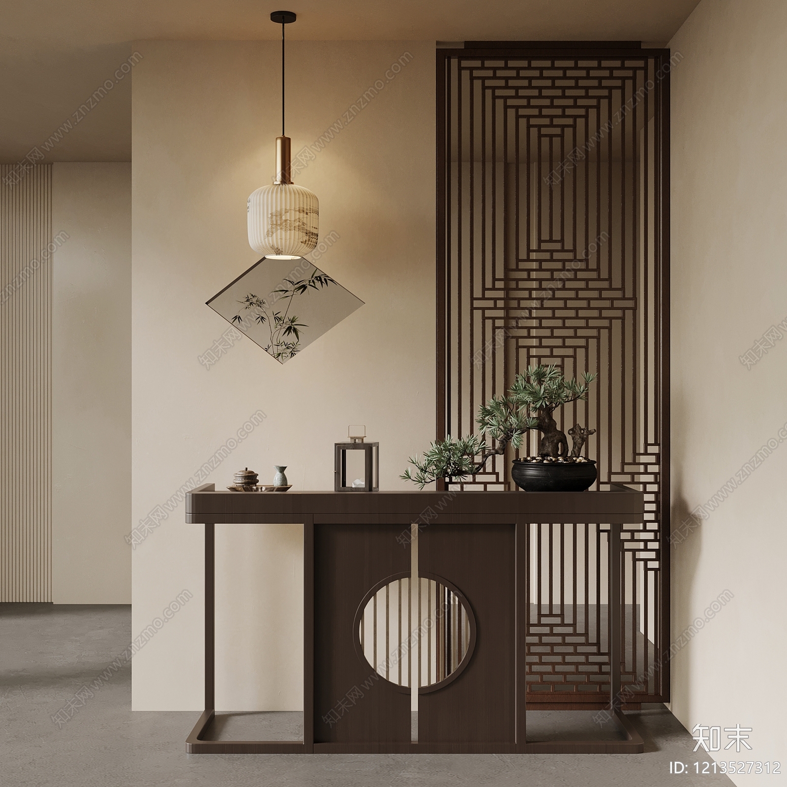 新中式玄关3D模型下载【ID:1213527312】