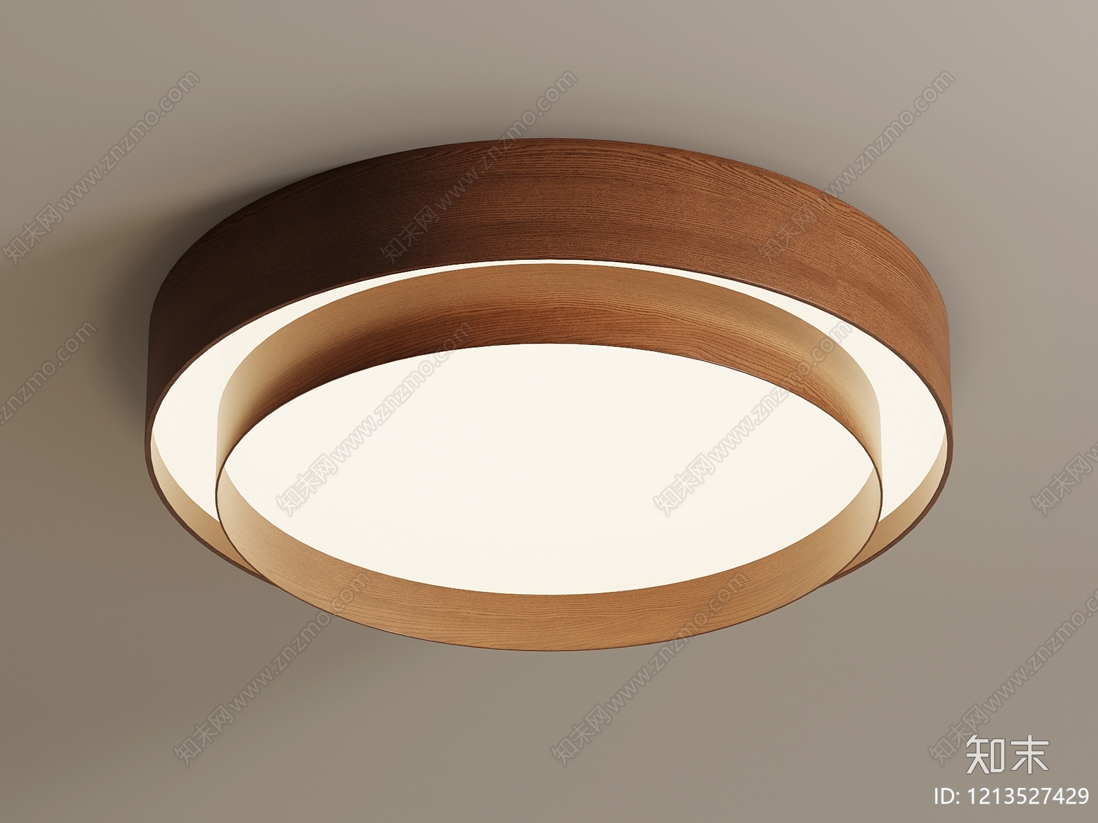 原木风卧室吸顶灯3D模型下载【ID:1213527429】