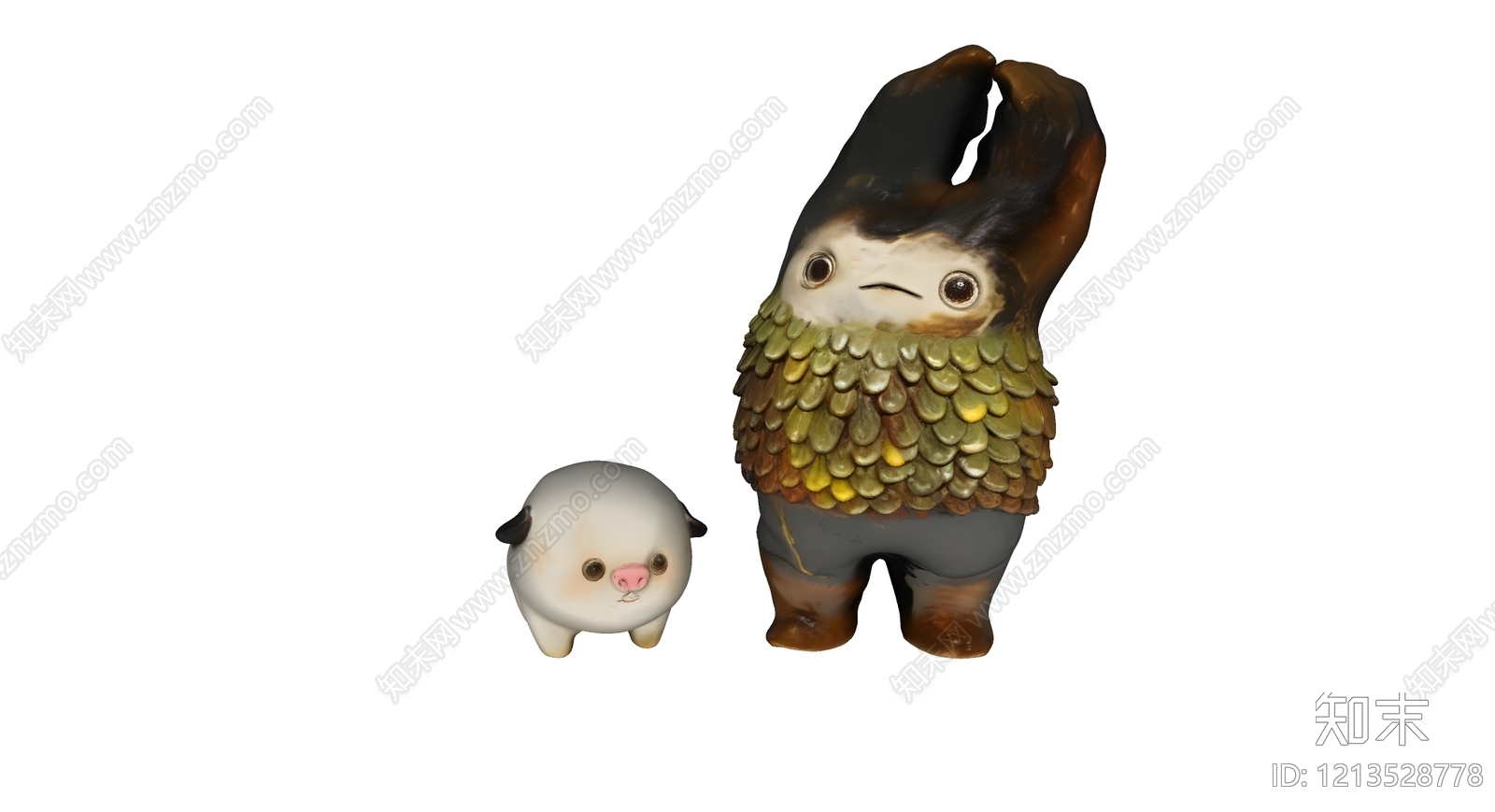 治愈系陶艺雕塑摆件SU模型下载【ID:1213528778】