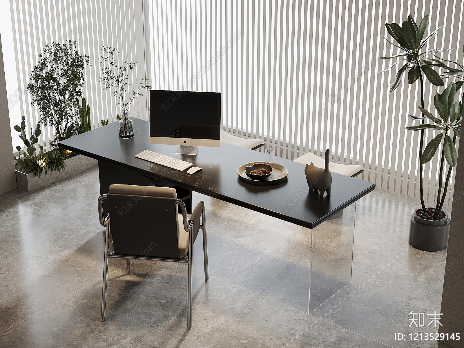 现代简约书桌椅3D模型下载【ID:1213529145】
