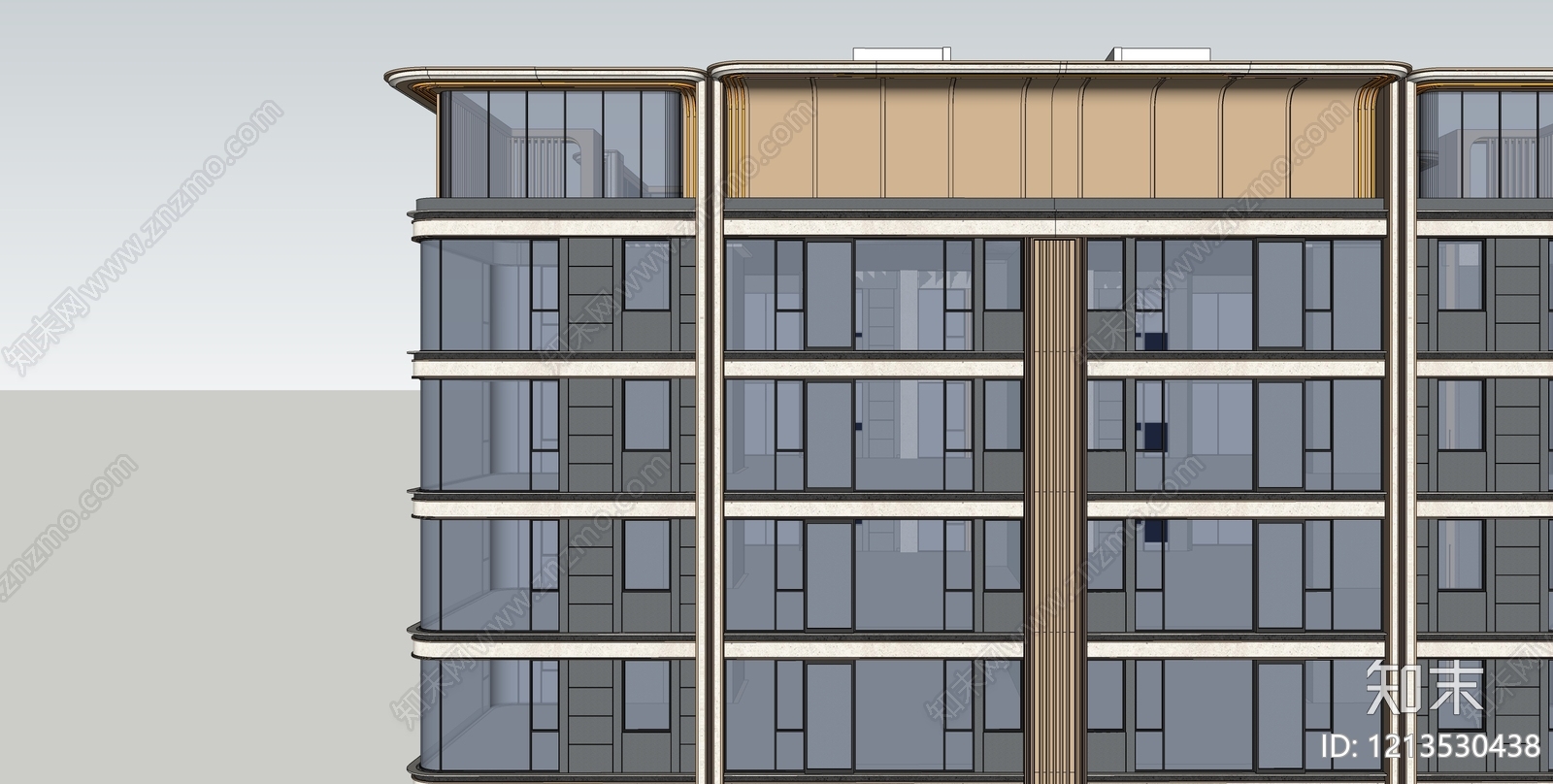 现代轻奢高层住宅SU模型下载【ID:1213530438】
