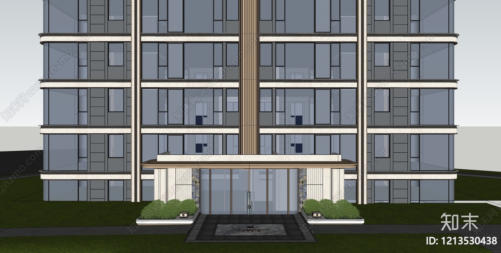 现代轻奢高层住宅SU模型下载【ID:1213530438】