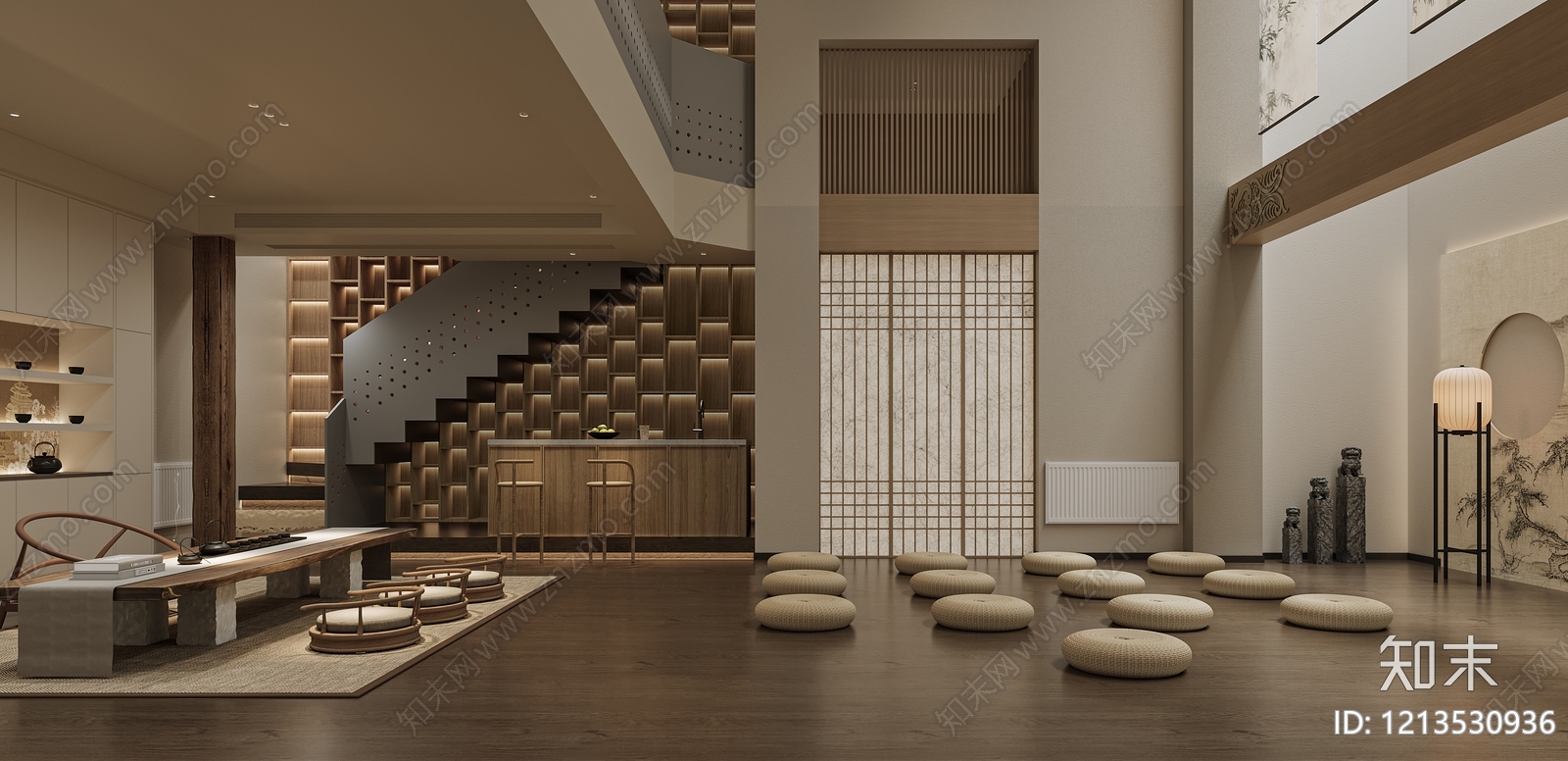 新中式佛堂3D模型下载【ID:1213530936】