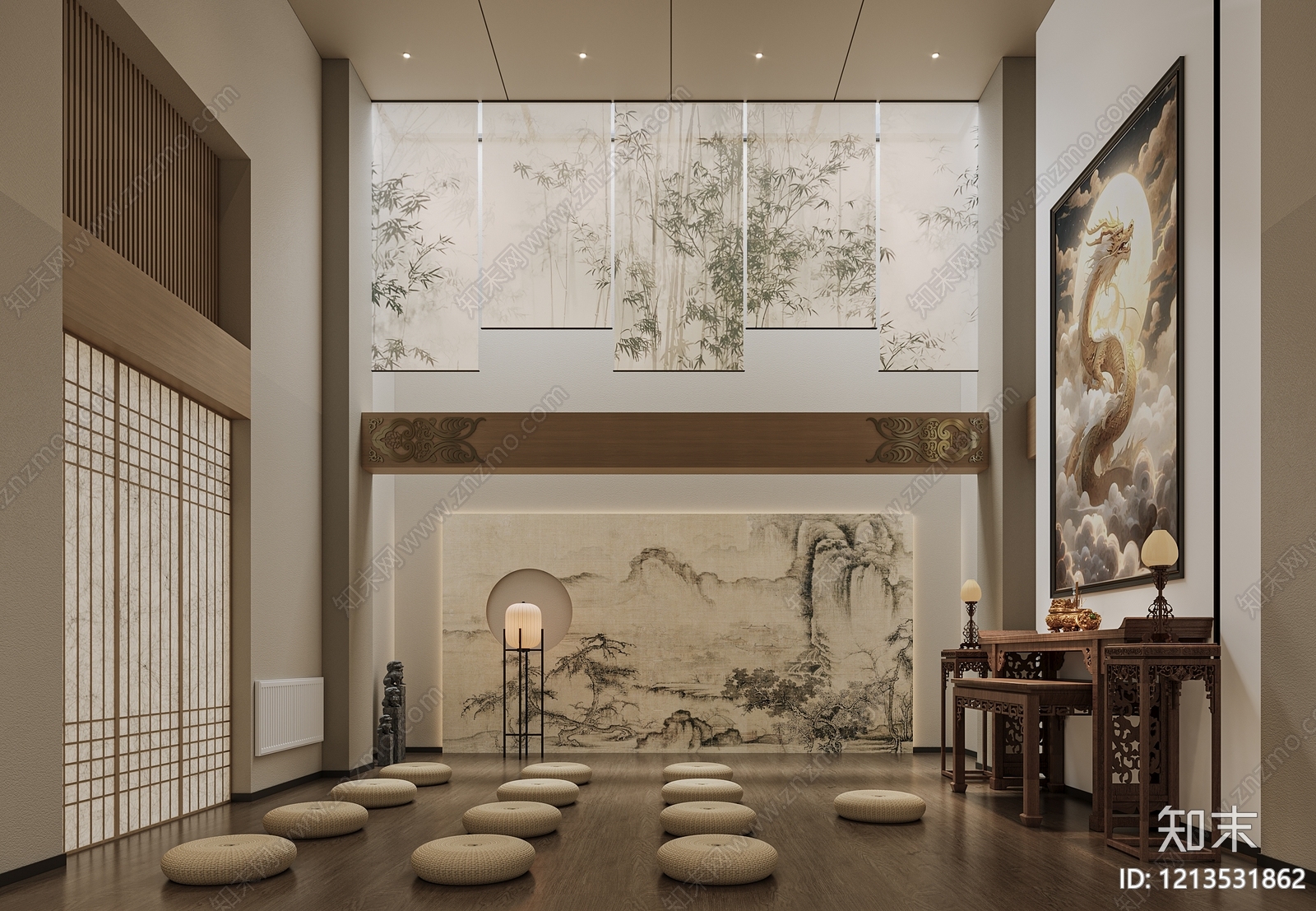 新中式佛堂3D模型下载【ID:1213531862】