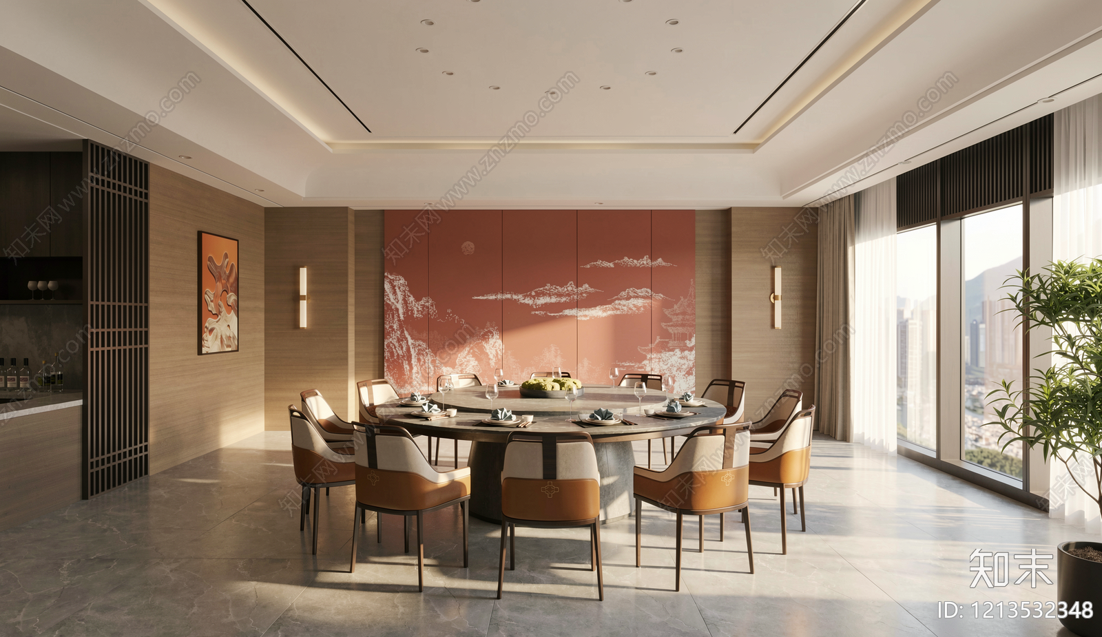 新中式包厢SU模型下载【ID:1213532348】
