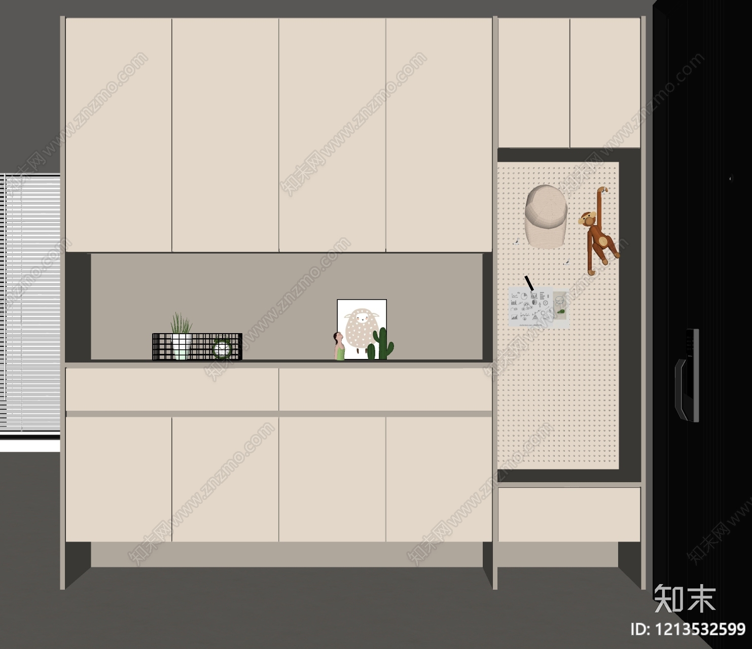 奶油风玄关SU模型下载【ID:1213532599】