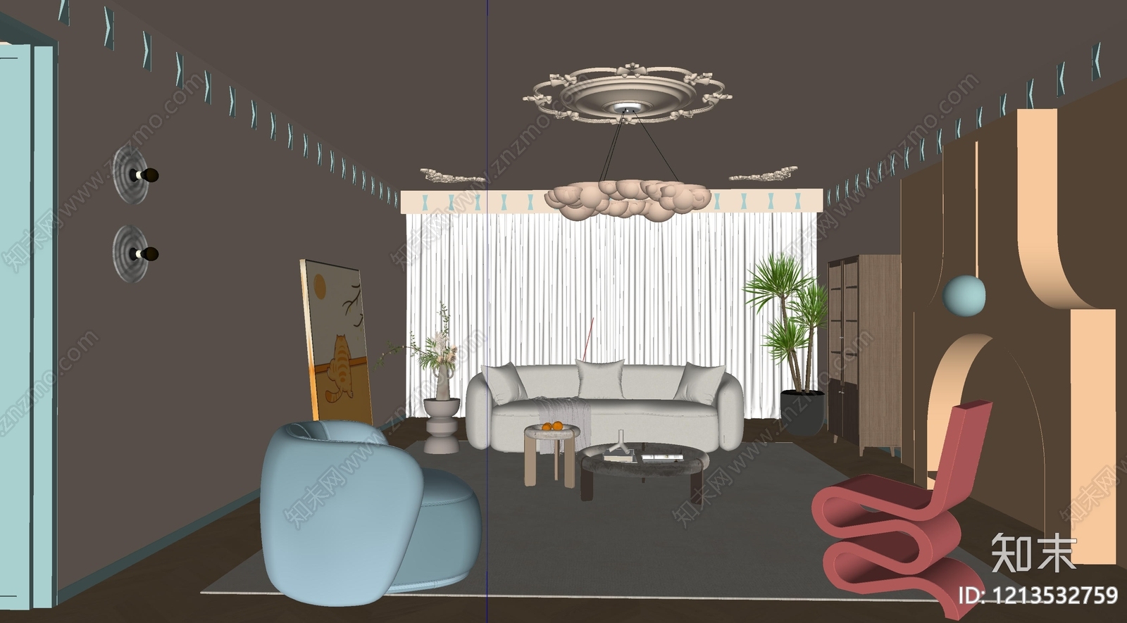 包豪斯客厅SU模型下载【ID:1213532759】