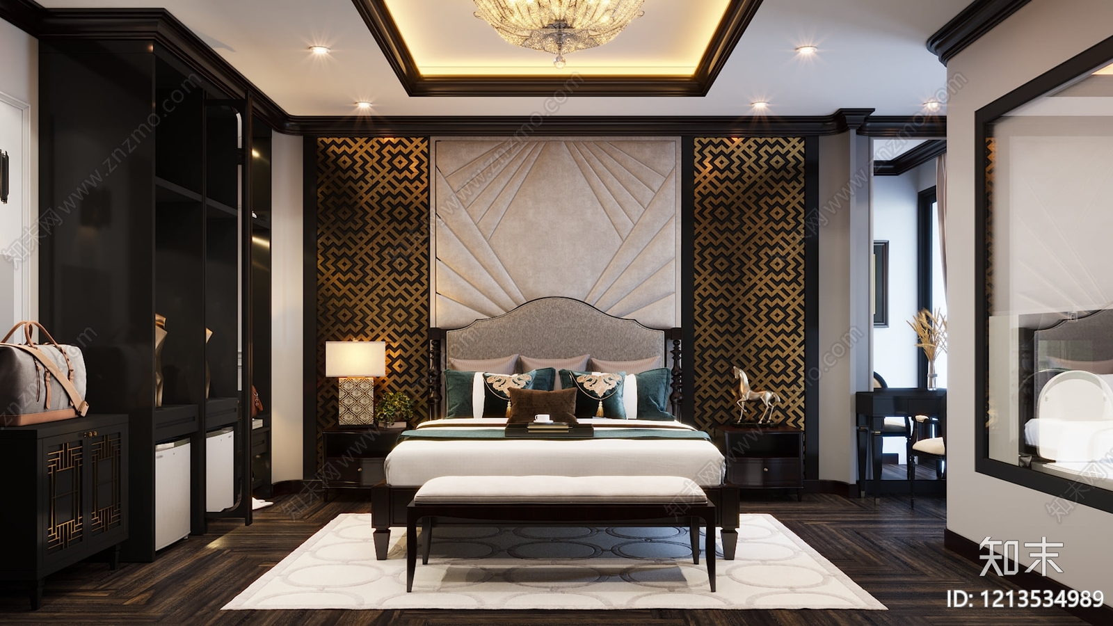 新古典家居卧室3D模型下载【ID:1213534989】