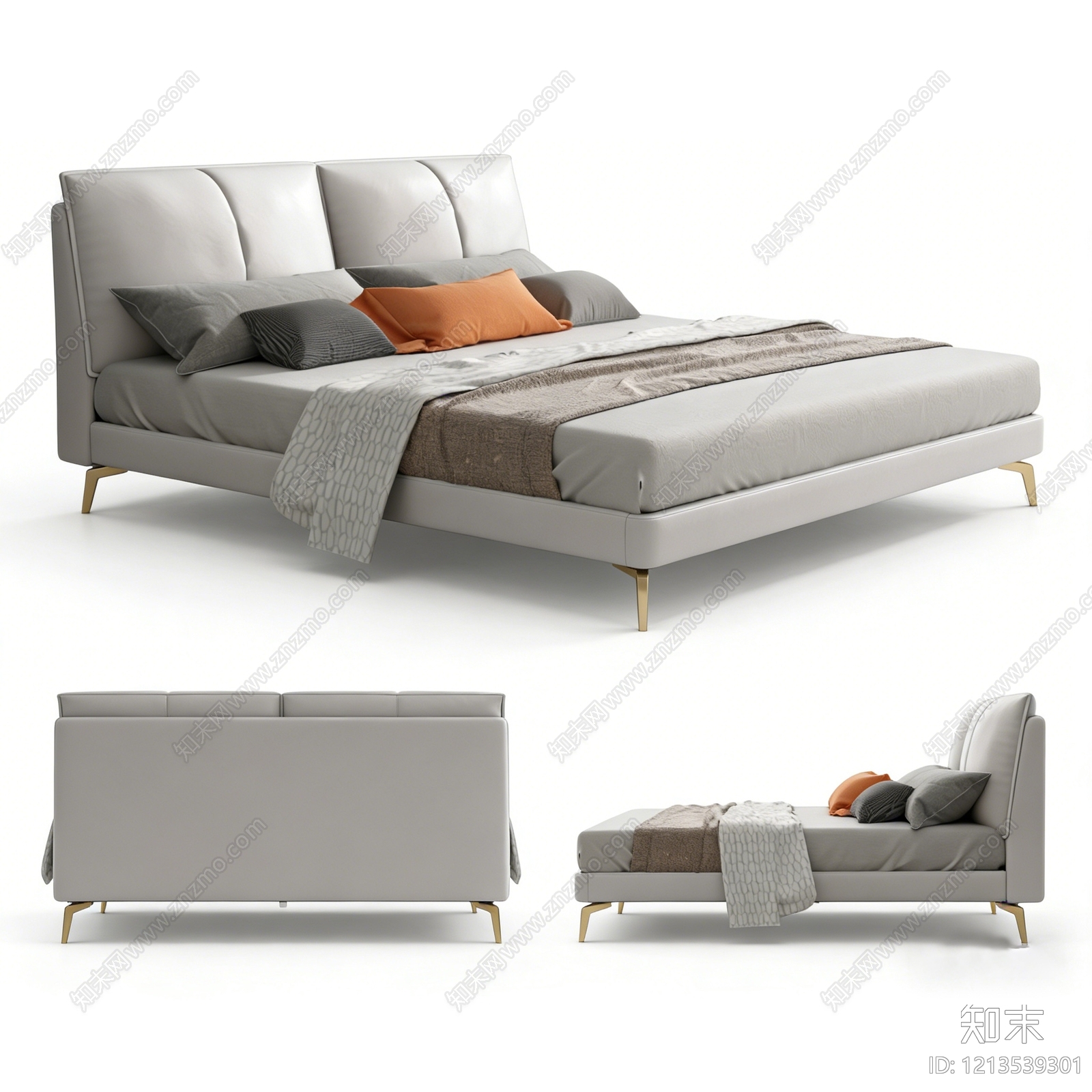 意式极简双人床3D模型下载【ID:1213539301】