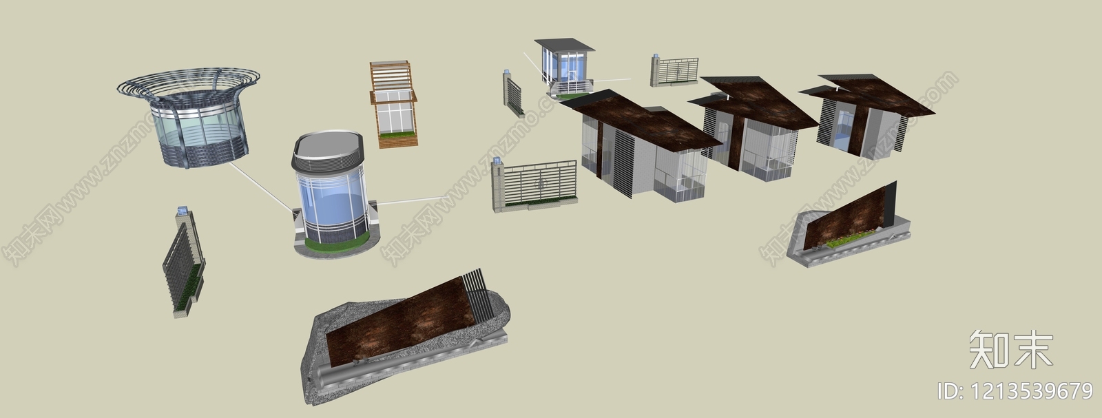 现代主义门卫室SU模型下载【ID:1213539679】
