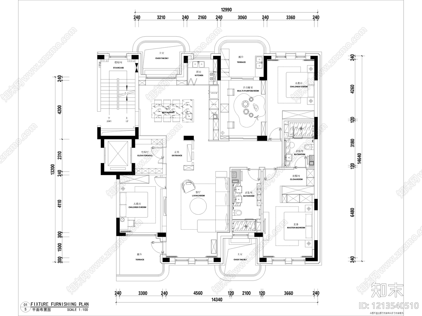 50套家装住宅大平层样板房样板间CAD施工图实景图cad施工图下载【ID:1213540510】