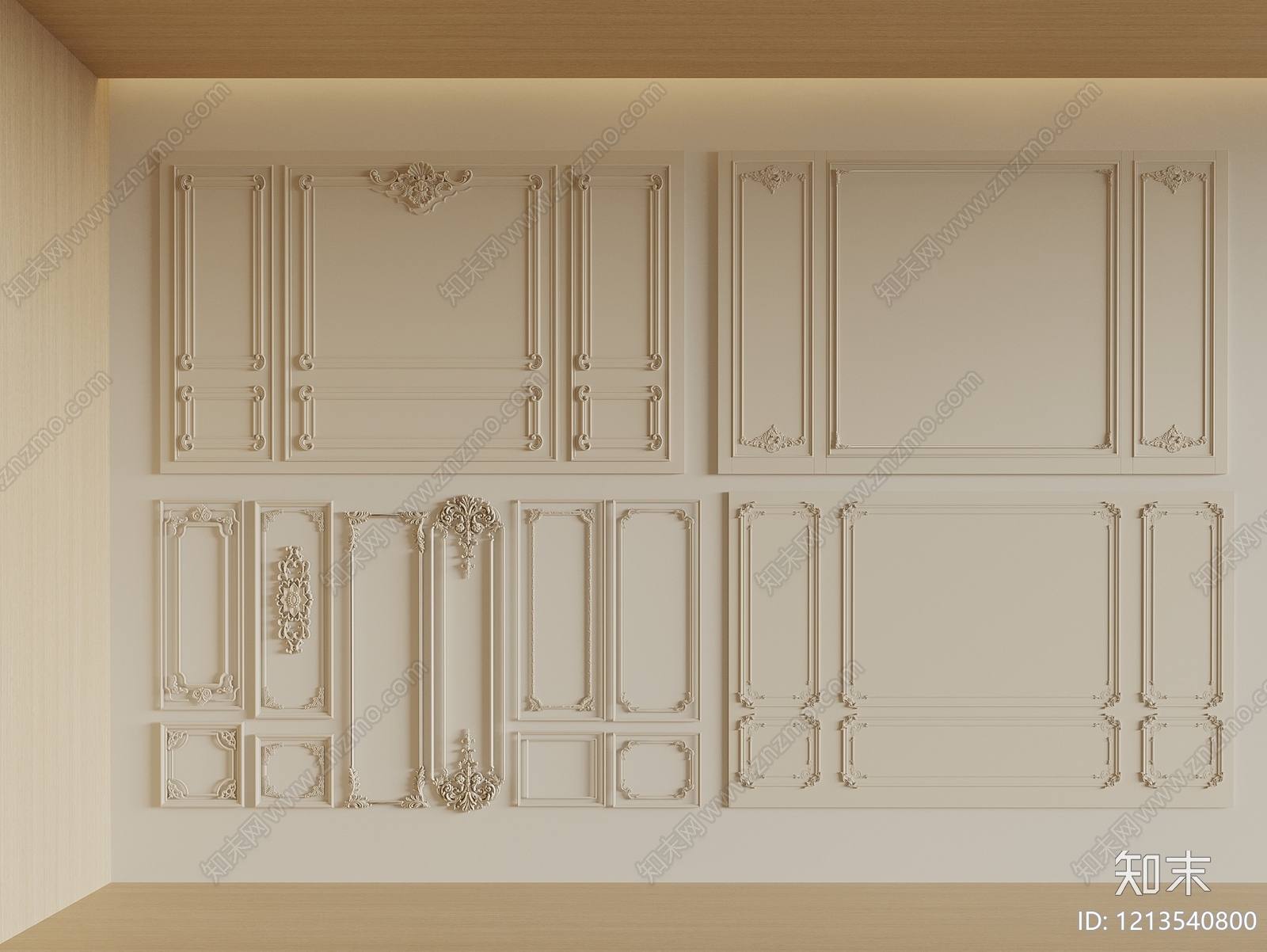 法式沙发背景墙3D模型下载【ID:1213540800】