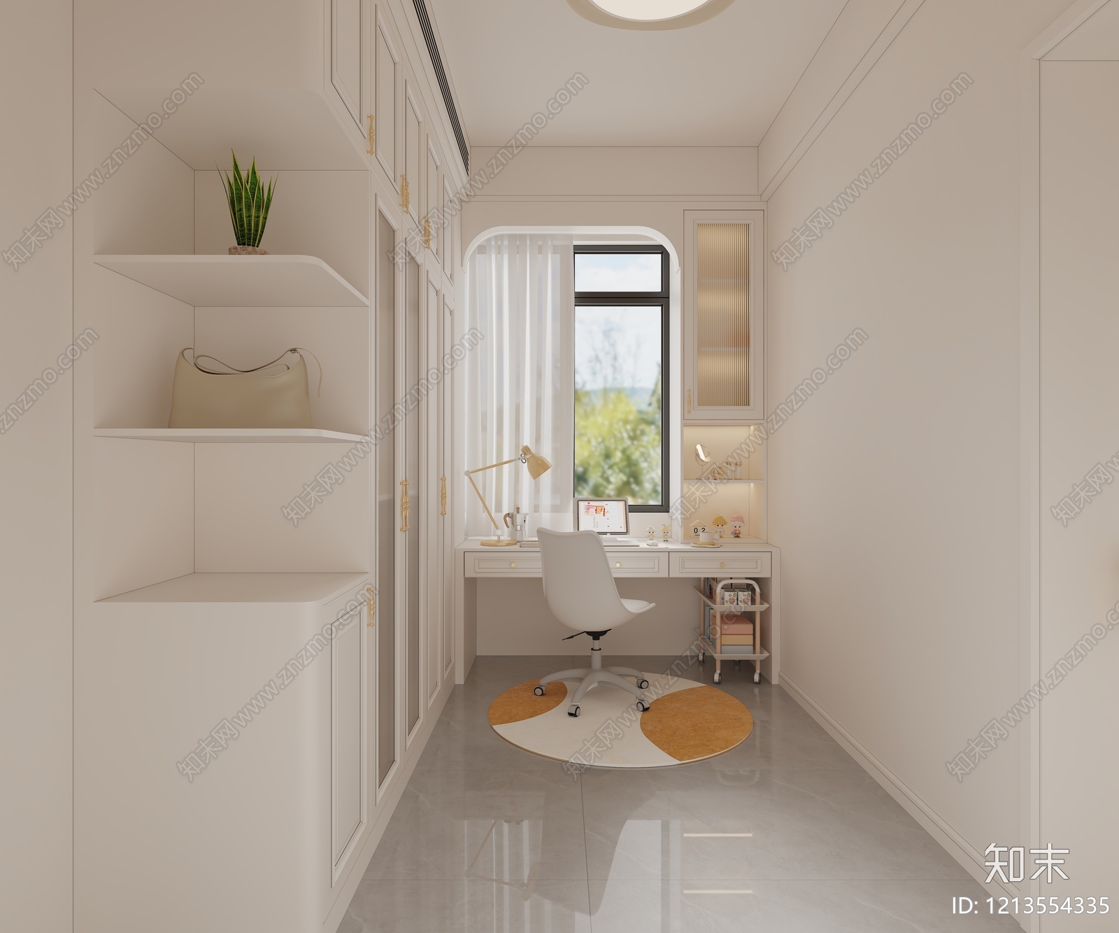 奶油风衣帽间3D模型下载【ID:1213554335】