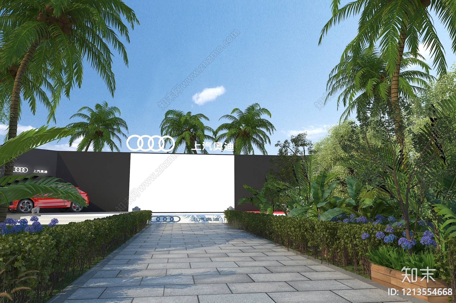 现代简约汽车展台3D模型下载【ID:1213554668】