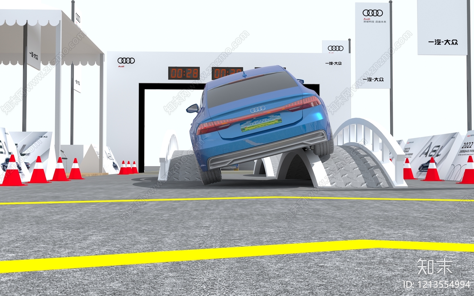 现代简约汽车展台3D模型下载【ID:1213554994】