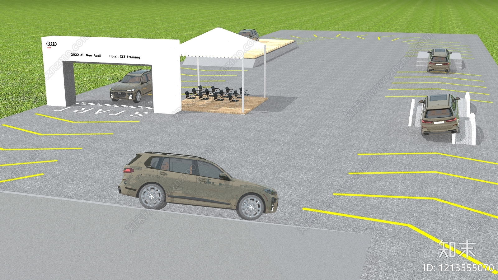 现代简约汽车展台3D模型下载【ID:1213555070】