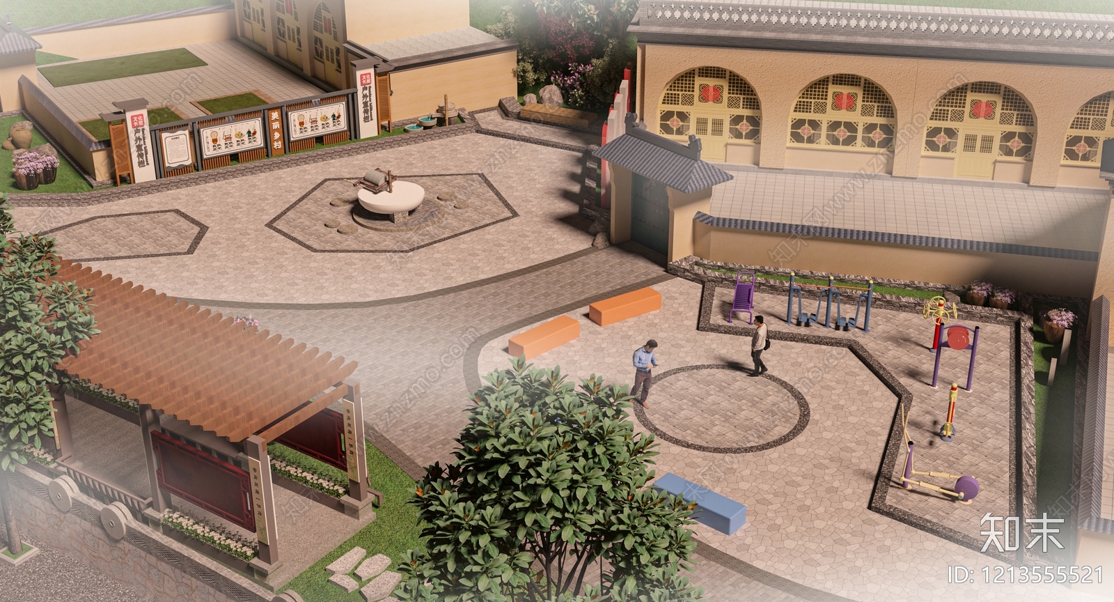 新中式乡村景观3D模型下载【ID:1213555521】
