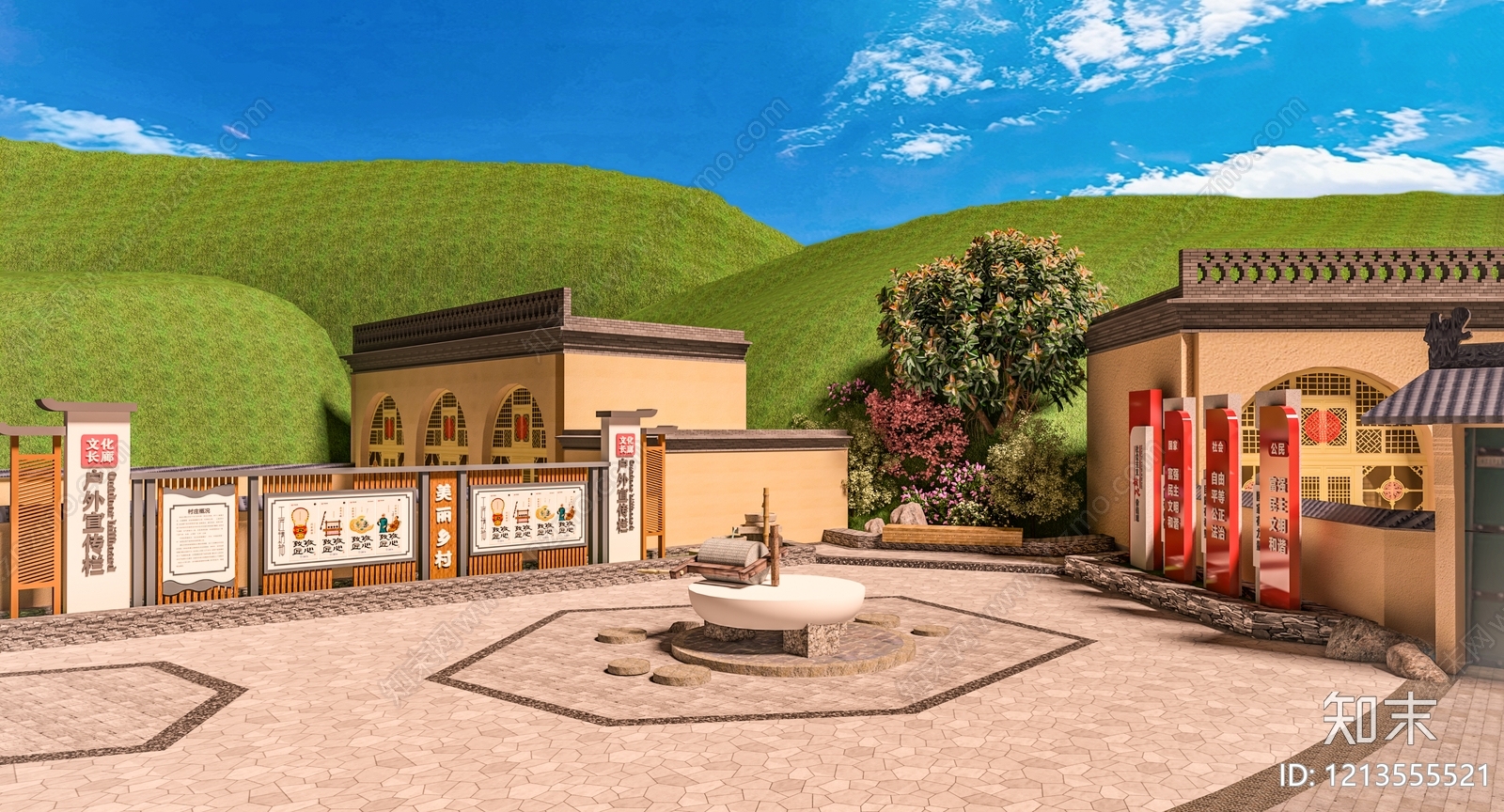 新中式乡村景观3D模型下载【ID:1213555521】