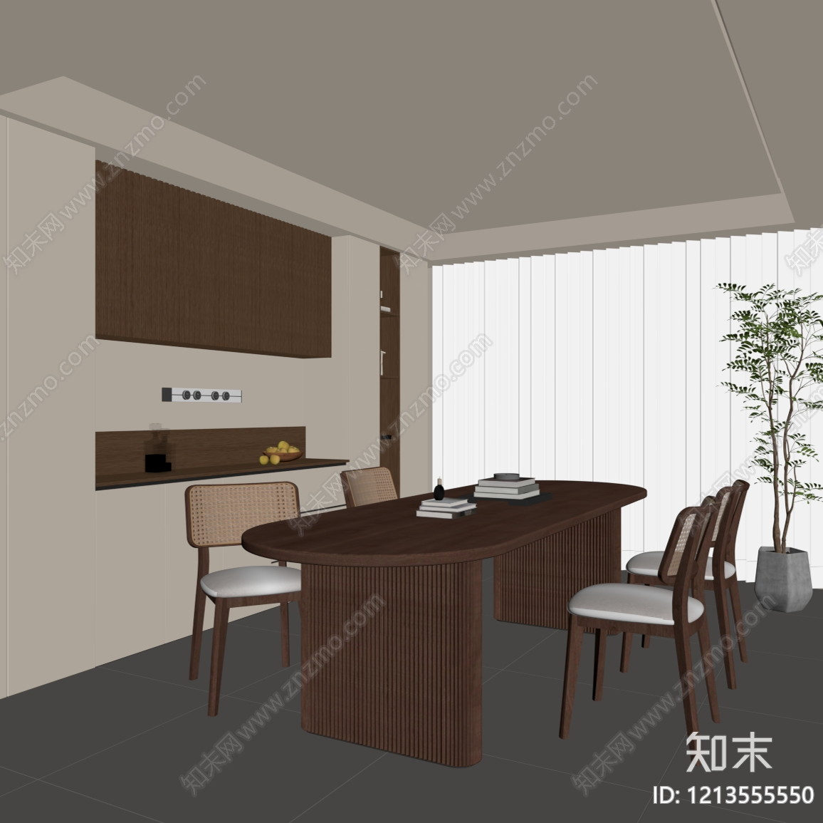 现代家居餐厅SU模型下载【ID:1213555550】