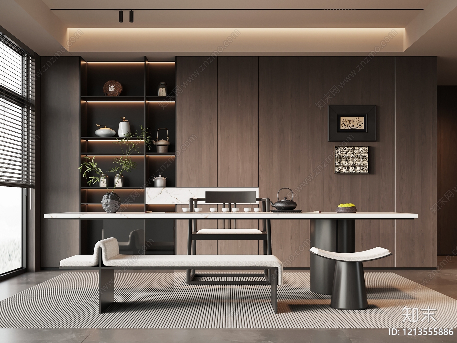 新中式茶室3D模型下载【ID:1213555886】