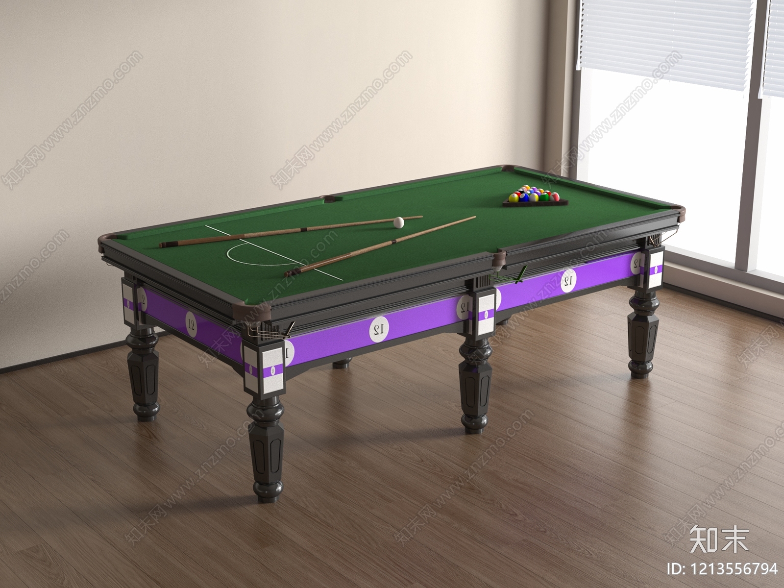 现代简约台球桌3D模型下载【ID:1213556794】