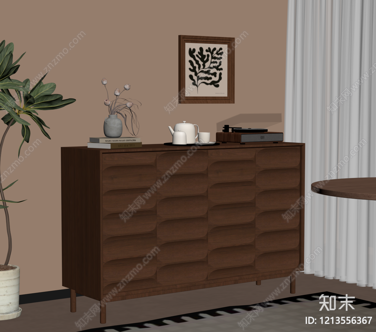 中古风餐边柜SU模型下载【ID:1213556367】