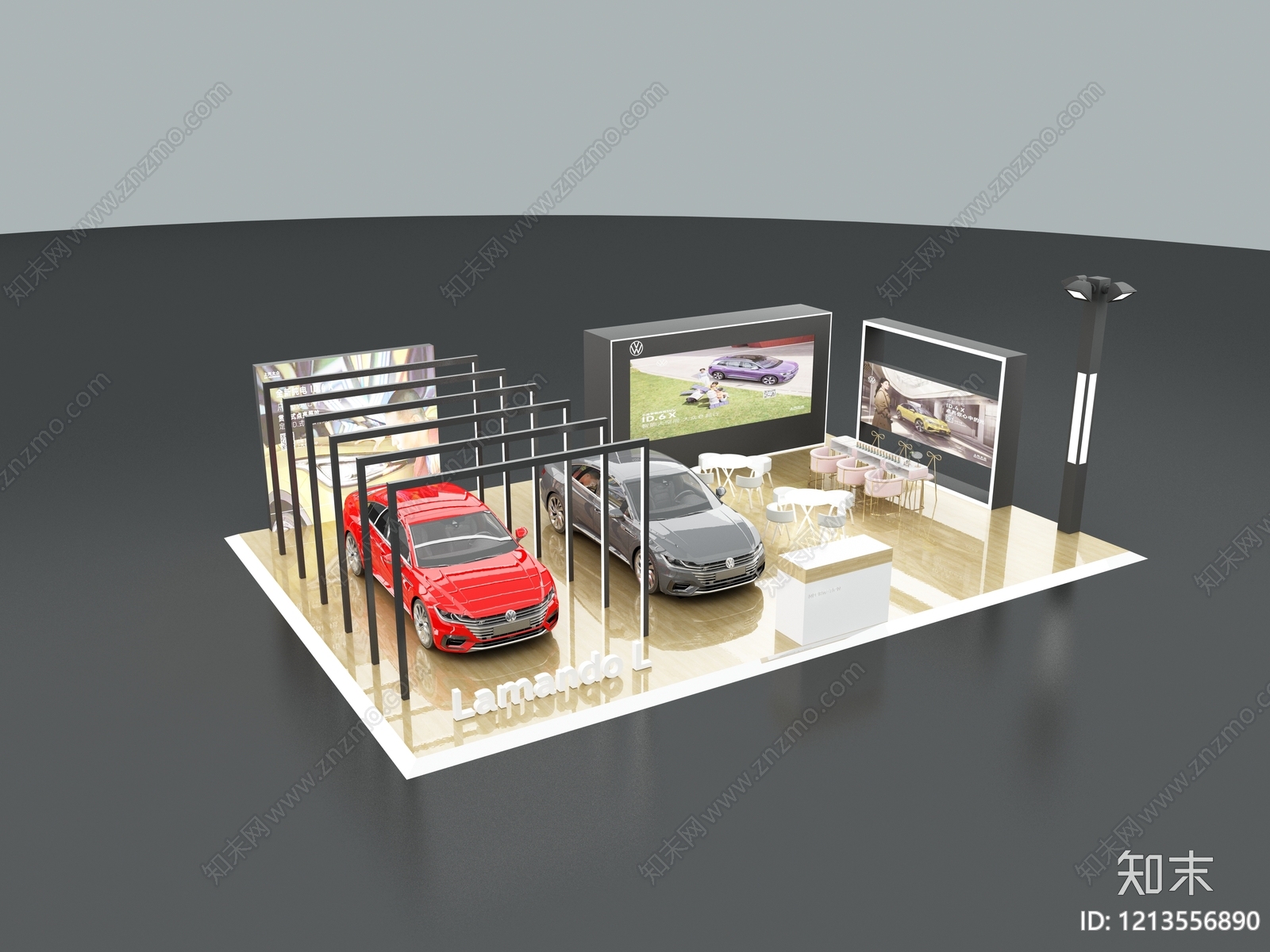 现代简约汽车展台3D模型下载【ID:1213556890】