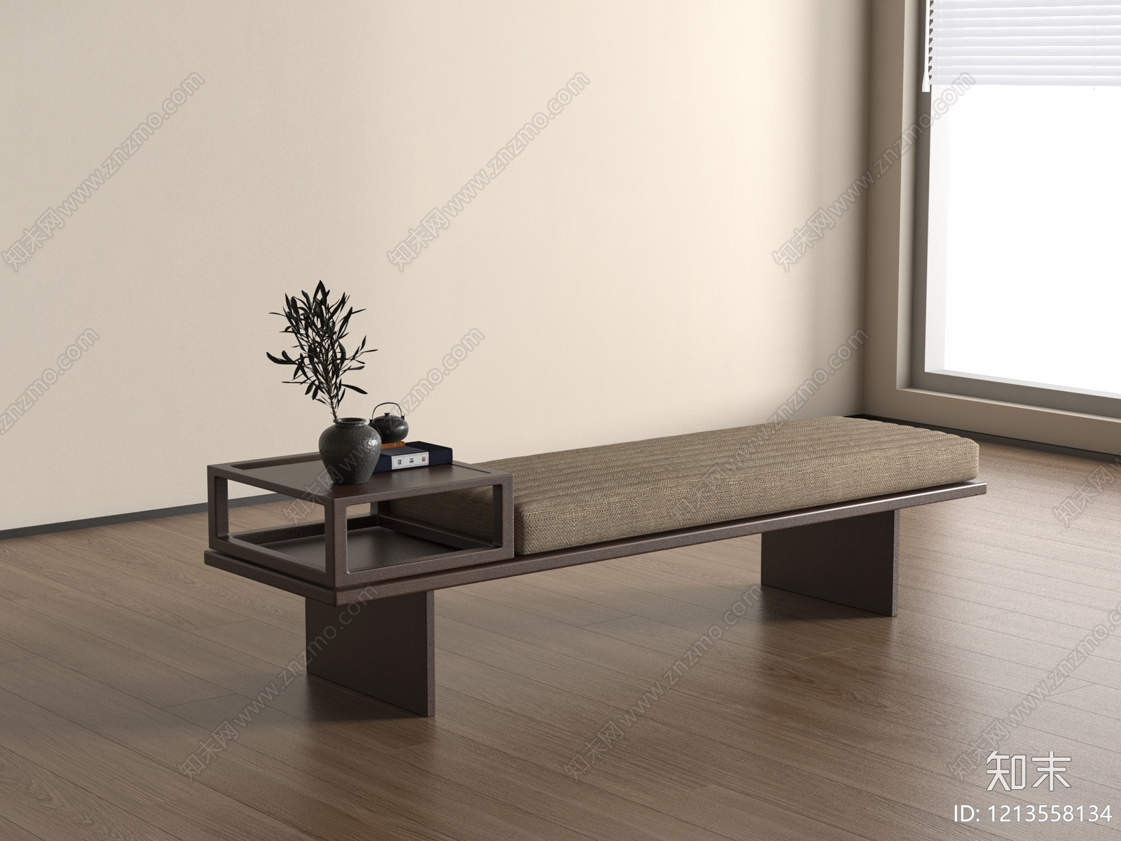 新中式床尾凳3D模型下载【ID:1213558134】