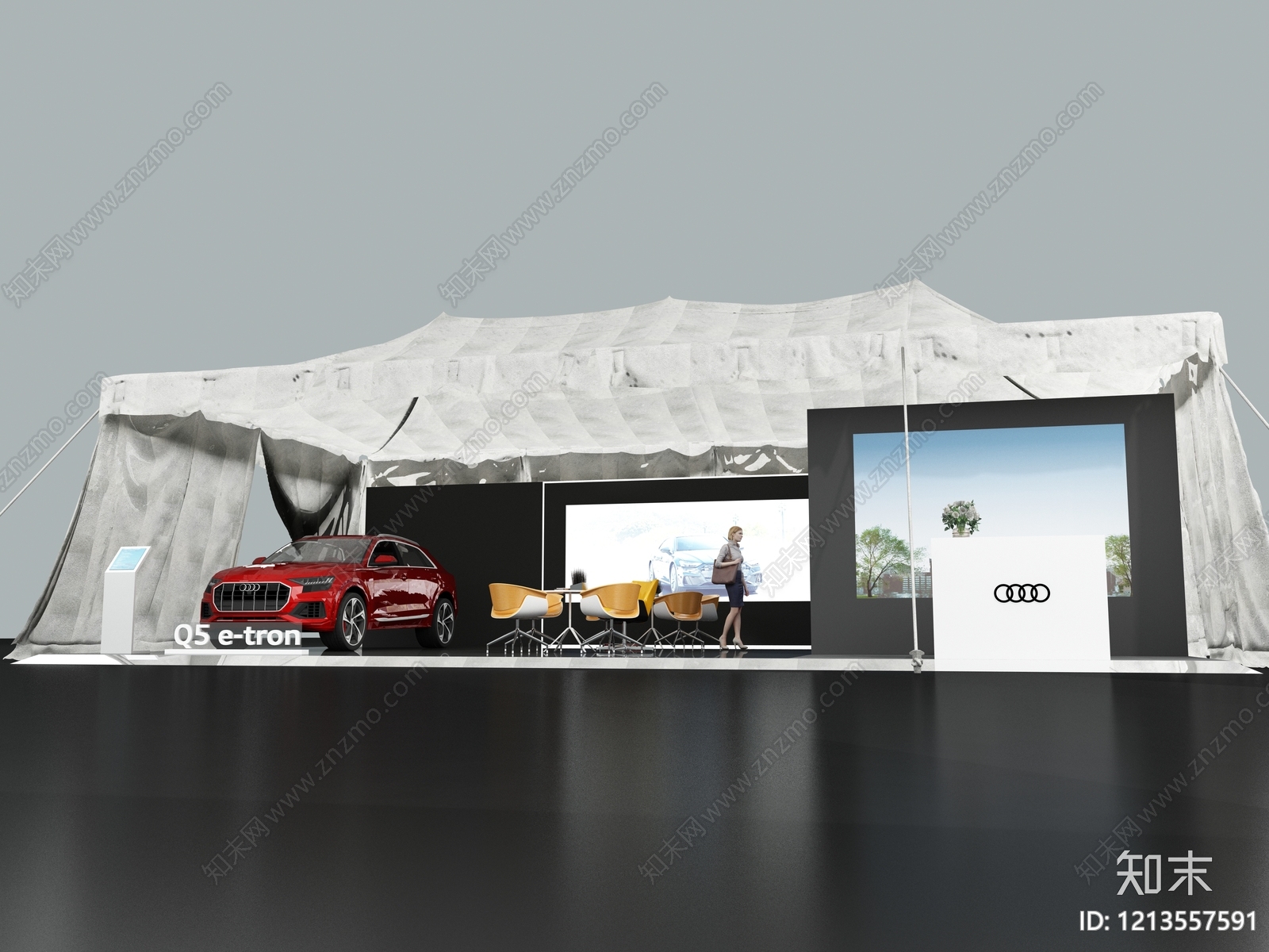 现代简约汽车展台3D模型下载【ID:1213557591】