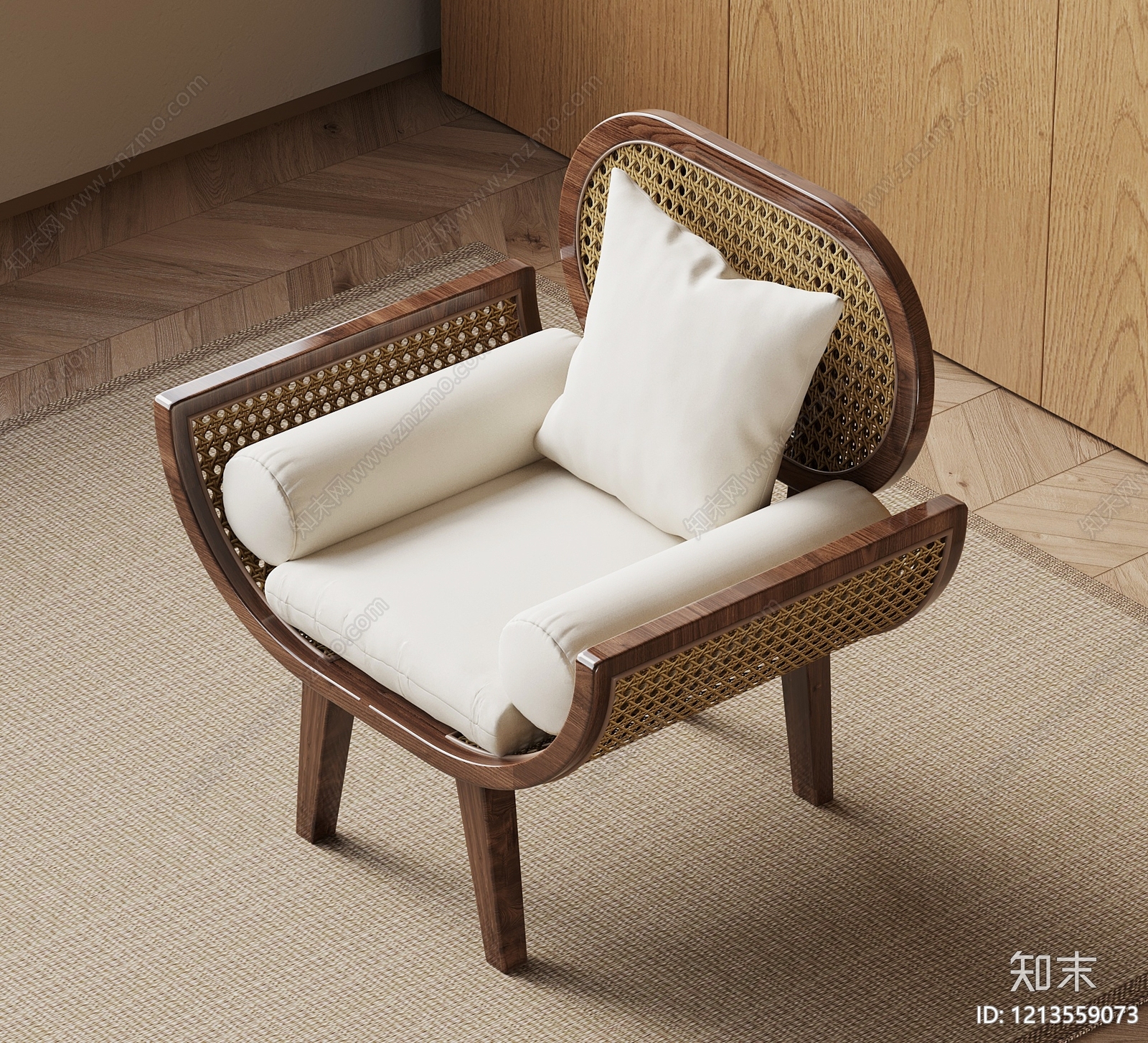 中古风单人沙发SU模型下载【ID:1213559073】