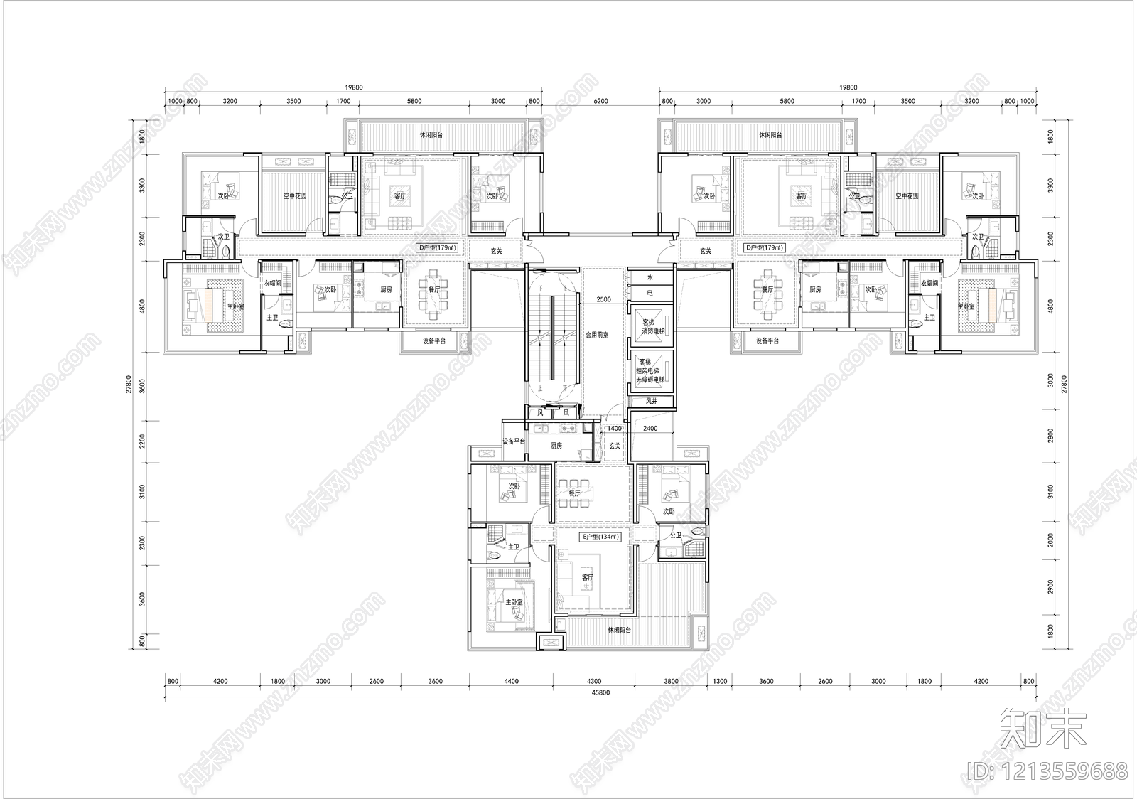 高层住宅cad施工图下载【ID:1213559688】