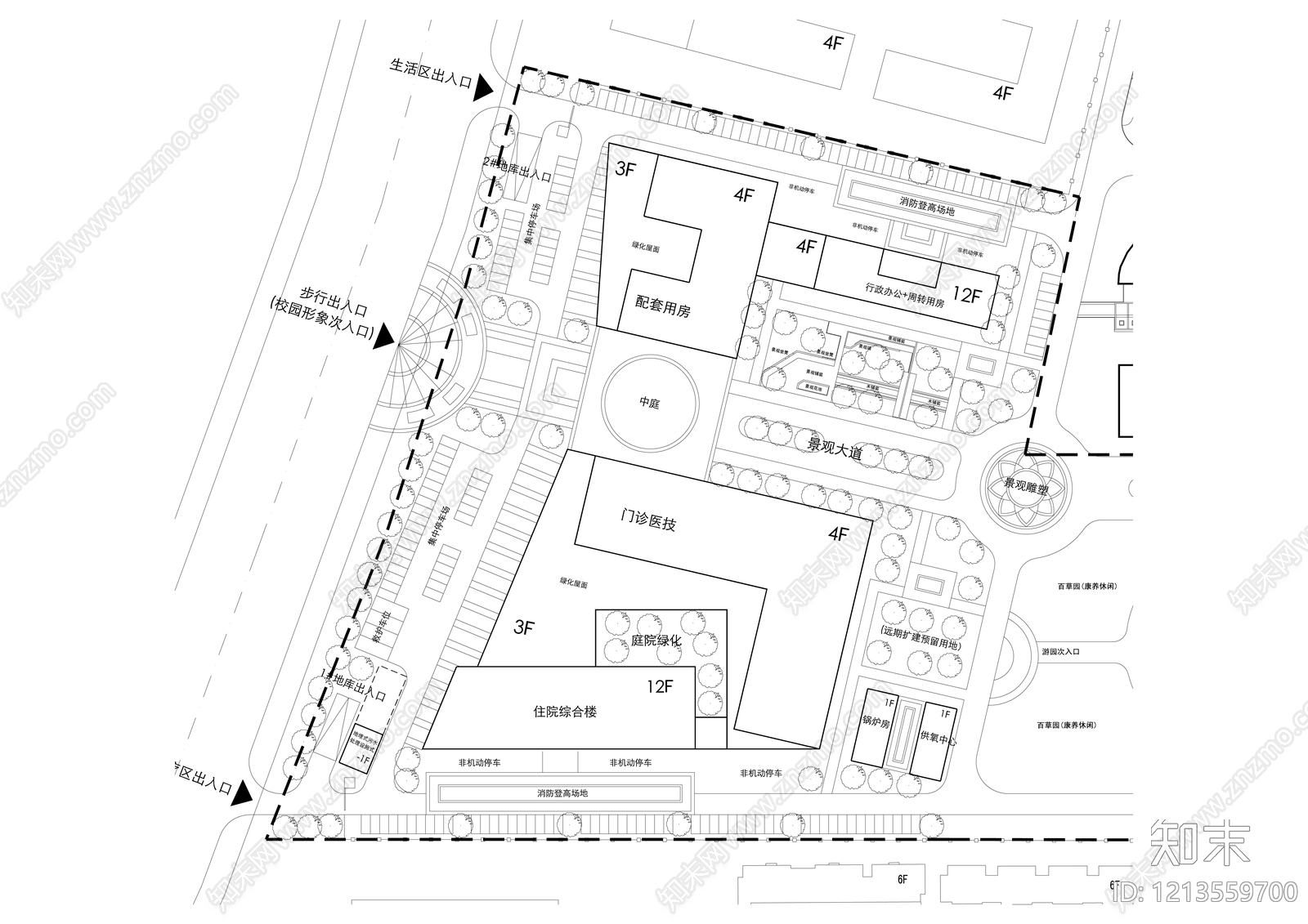 现代医院建筑施工图下载【ID:1213559700】
