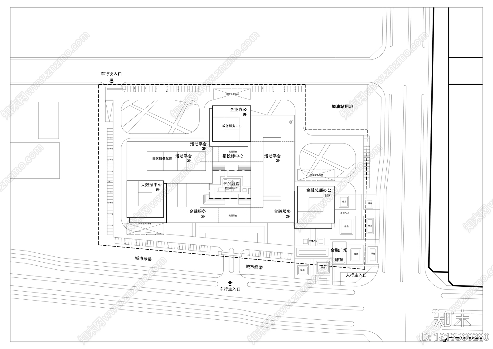 现代办公楼建筑施工图下载【ID:1213560280】