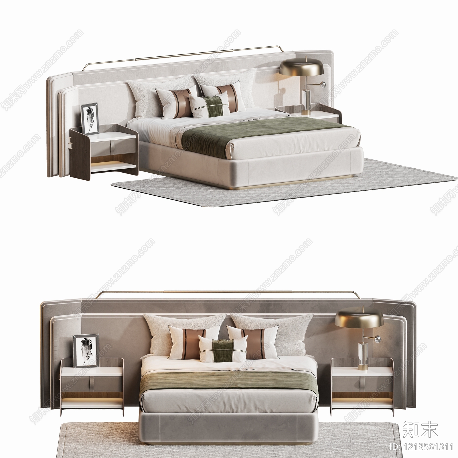 现代轻奢双人床3D模型下载【ID:1213561139】