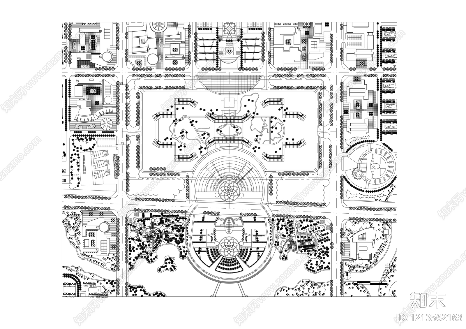现代简约其他公园景观cad施工图下载【ID:1213562163】