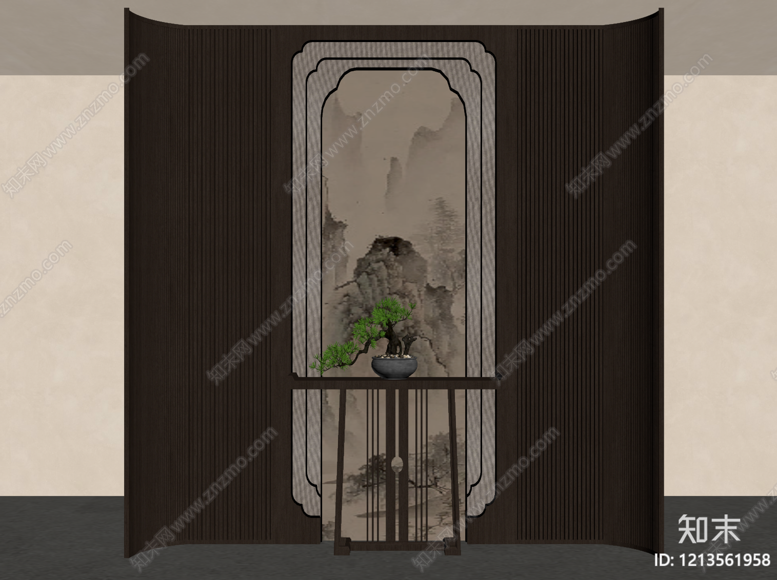 新中式玄关SU模型下载【ID:1213561958】