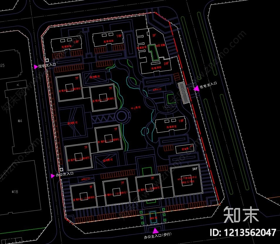 公寓建筑cad施工图下载【ID:1213562047】