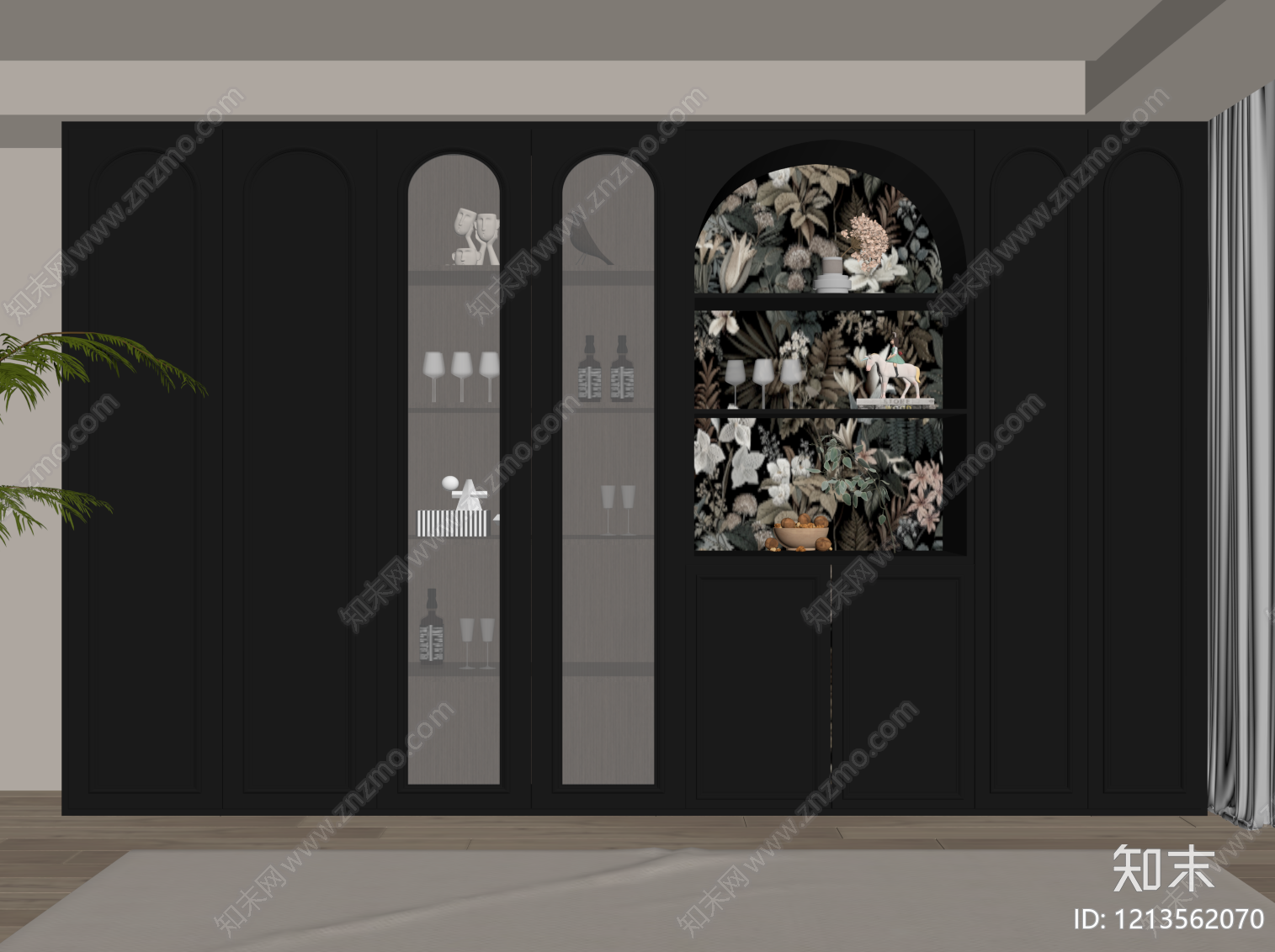 现代简约餐边柜SU模型下载【ID:1213562070】