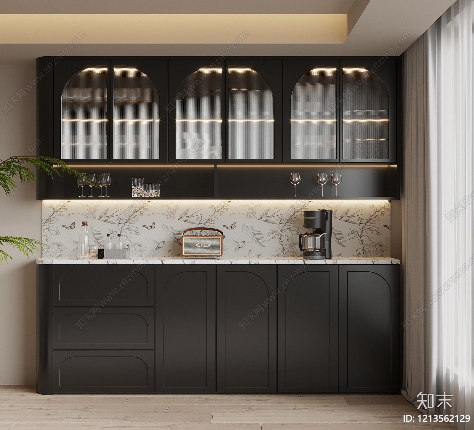中古风酒柜3D模型下载【ID:1213562129】