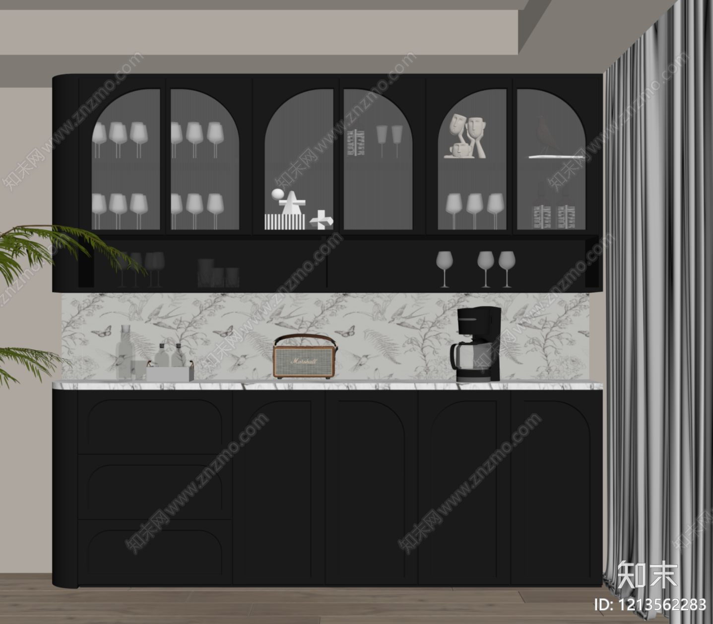 现代简约酒柜SU模型下载【ID:1213562283】