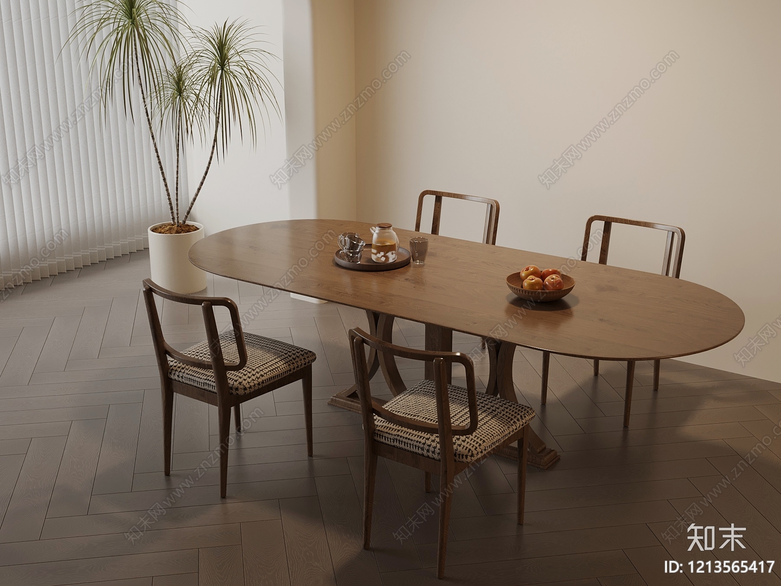现代简约餐桌椅3D模型下载【ID:1213565417】