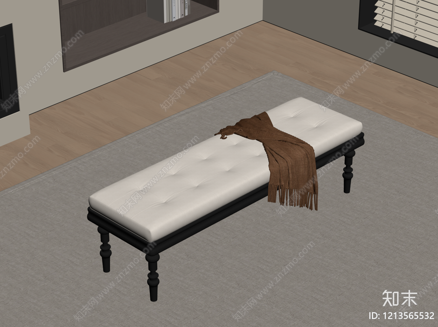 现代床尾凳SU模型下载【ID:1213565532】
