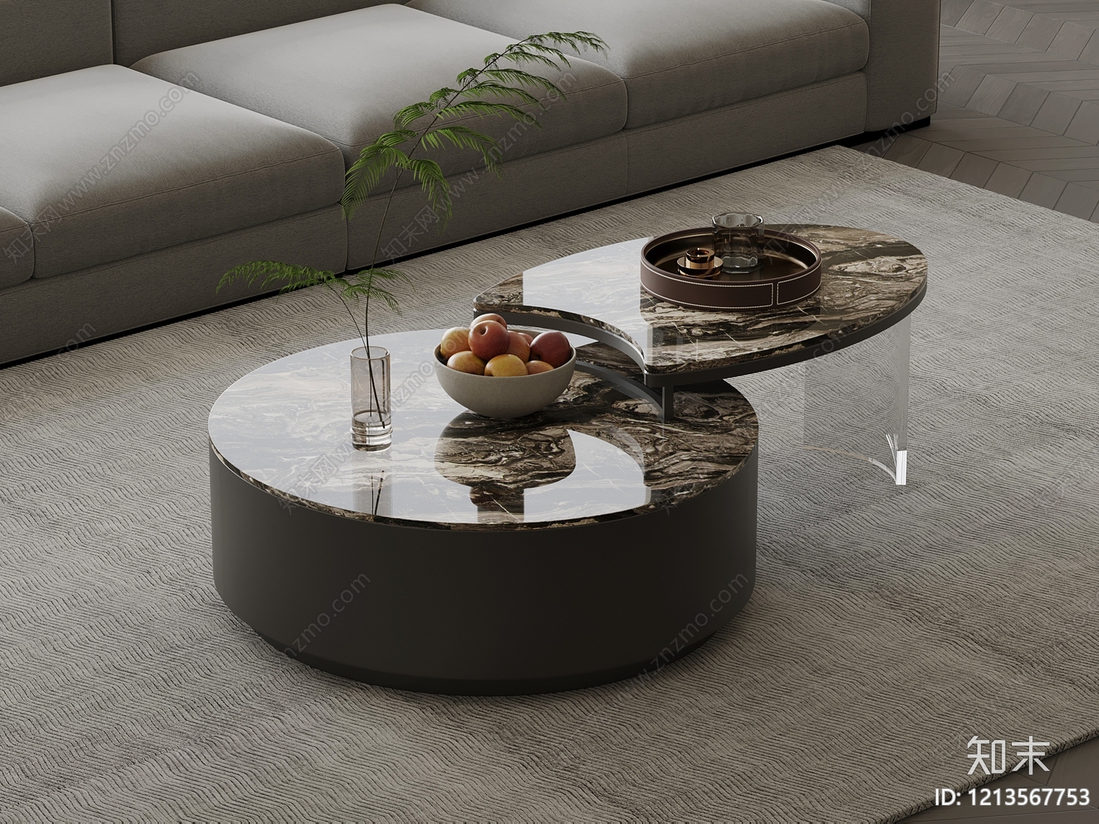 现代简约茶几SU模型下载【ID:1213567753】
